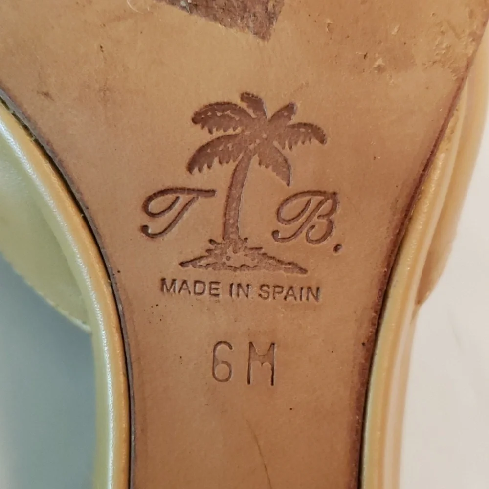 Tommy Bahama Mules All Leather Made in Spain 6M EUC Nude Natural Tan - Picture 4 of 10